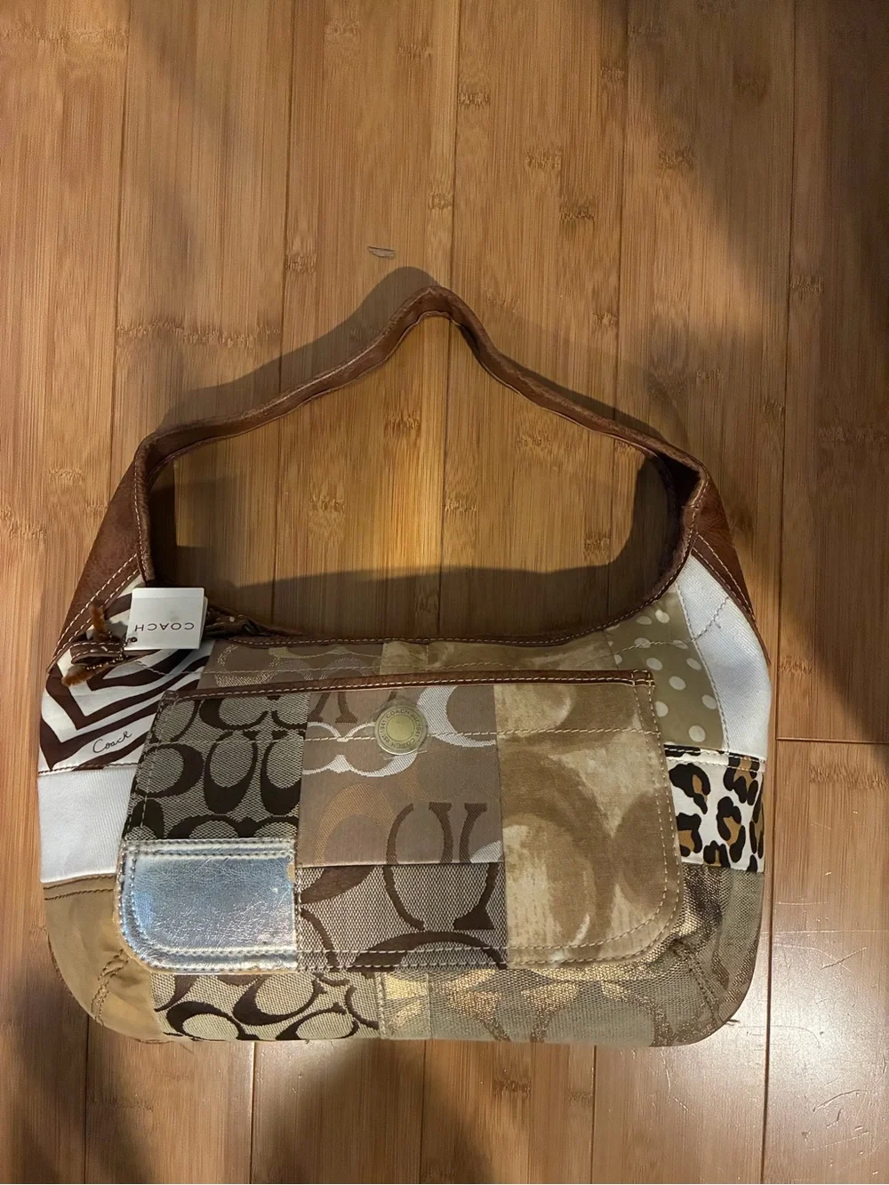 Coach Patchwork Shoulder Bag in Brown and Tan